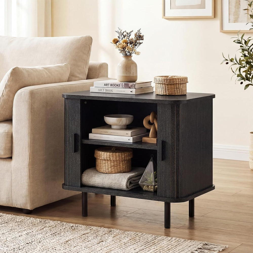 Giantex 24’’ Large End Table Set of 2, Mid Century Modern Nightstand w/Fluted...
