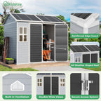 6x8 FT Plastic Storage Sheds Outdoor with Floor and Window, Utility All-Weather Resin Shed Easy to Install, Large Sheds & Outdoor Storage/Tool Shed for Backyard Patio Lawn, Gray