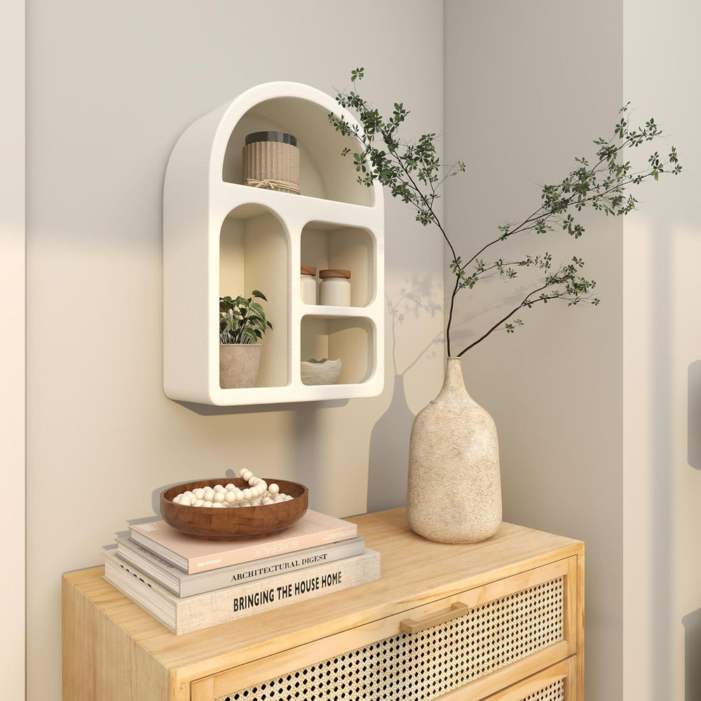 Deco 79 Wooden Geometric Wall Shelf, Shelf 16" x 8" x 24", Cream