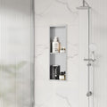 Stainless Steel Shower Niche 24" X 8", No Tile Needed Wall Niche Double Shelves, Recessed Shower Shelf for Bathroom Storage, Brushed Nickel