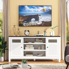 White Tv Stands for Living Room: 63 Inch Tv Cabinet for Tvs Up to 75 Inch, Tall Entertainment Center with Storage, Modern Fluted Media Console for 60 65 70 75 Inches Television (White)