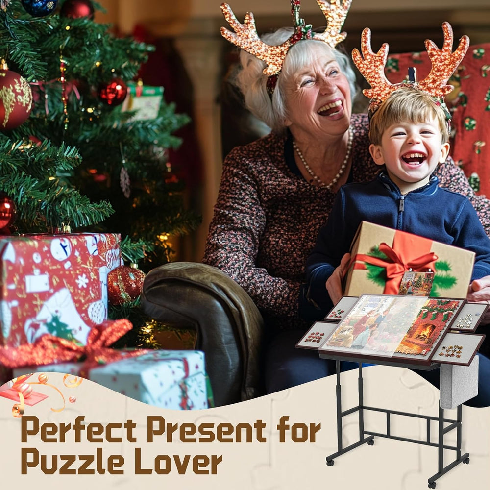 1500 Pcs Puzzle Table with Storage Pocket, Adjustable Height & Angles