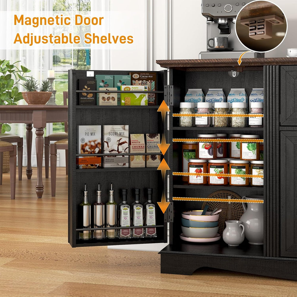 65" Sideboard Buffet Cabinet with Storage, Farmhouse Kitchen Pantries Si...
