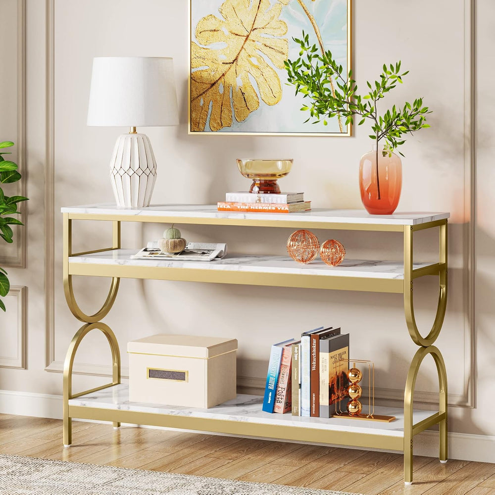 Tribesigns 3-Tier Console Table, 55 inch Sofa Table with Open Storage Shelves...