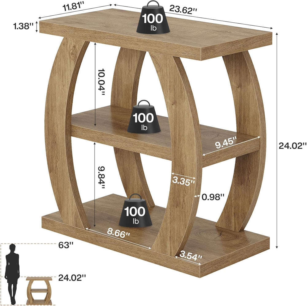 Tribesigns End Table for Living Room, 3-Tier Narrow Side Table with Storage, ...
