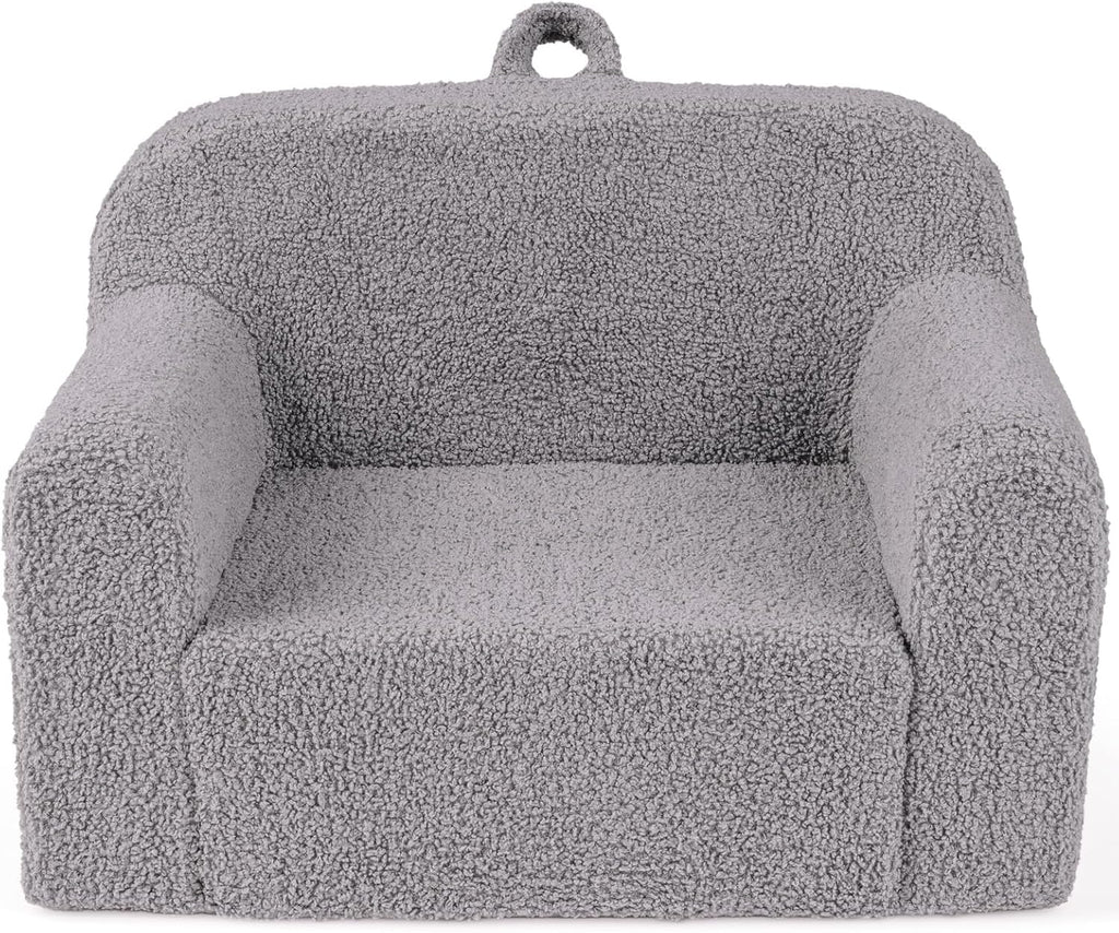 Costzon Kids Couch, Comfy Toddler Sofa Chair with Soft Fleece Fabric Cover, Kids Furniture for Playroom, Children Reading Armchair for Boys & Girls Aged 3+ Birthday (Medial,Grey)