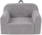 Costzon Kids Couch, Comfy Toddler Sofa Chair with Soft Fleece Fabric Cover, Kids Furniture for Playroom, Children Reading Armchair for Boys & Girls Aged 3+ Birthday (Medial,Grey)