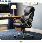Serta Bryce Executive Office Chair - Ergonomic Computer DeskChair with Lumbar Technology - Adjustable Height - Memory Foam Body Pillows - 360° Swivel Rolling Base - Bonded Leather - Black