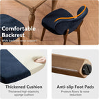 YOUNIKE Dining Chair with Back Single Mid Century Modern Kitchen Chair Boucle Fabric Upholstered Armless Chair 20" Wide Padded Seat with Wooden Legs for Kitchen Dining Living Room Bedroom Navy Blue