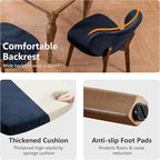 YOUNIKE Dining Chairs Set of 3 Mid Century Modern Kitchen Chair with Back Boucle Fabric Upholstered Armless Chair 20" Wide Padded Seat with Wooden Legs for Kitchen Dining Living Room Bedroom Navy Blue