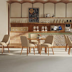 Dining Chairs Set of 6, Upholstered Dining Room Chair with Wood Legs, High-Back Padded Kitchen Chairs for Dining Room/Restaurant/Cafe, Camel