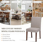 Upholstered Dining Chairs Set of 4, Modern Fabric Dining Room Chair, Wooden Dining Chair, Kitchen Side Chairs, Farmhouse Dinner Chair with High Back for Kitchen, Brown