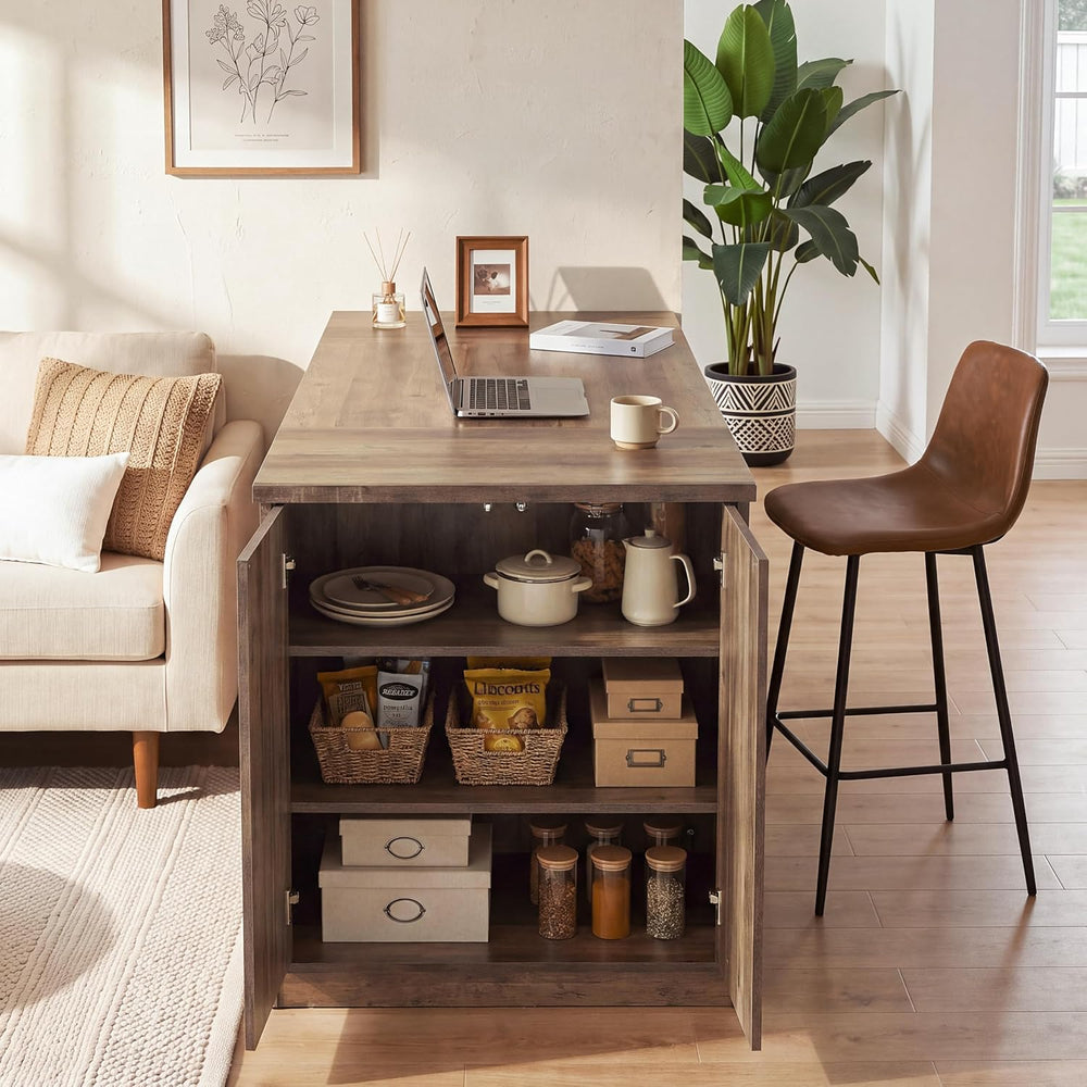 Tribesigns 78.7" Kitchen Island with 3-Tier Storage, Rustic Brown | Farm...