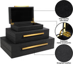 Set of 3 Decorative Boxes with Lids, Faux Shagreen Nesting Decorative Box for Home Decor, Jewelry Boxes, Photo Boxes, Keepsake Storage Boxes (Black)