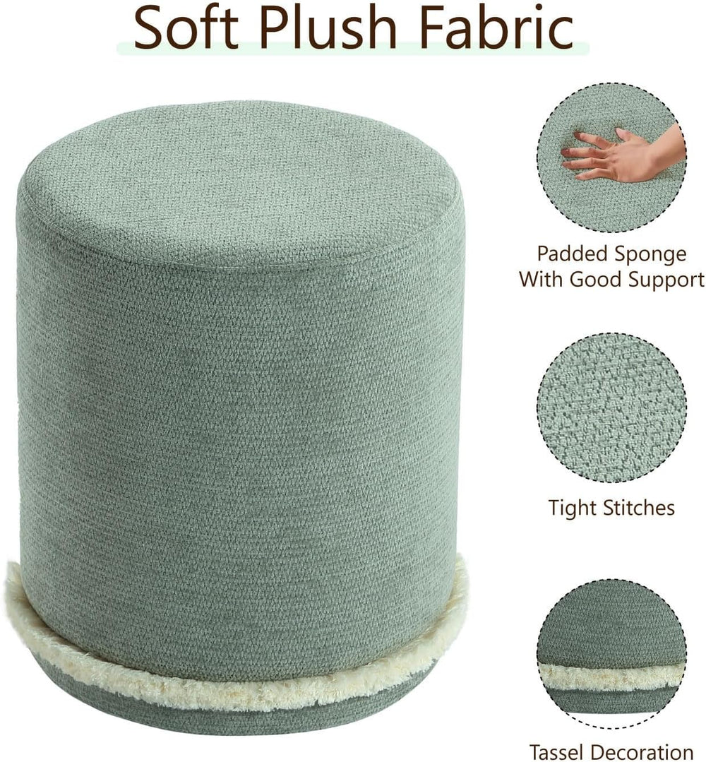 Get Set Style Modern Round Ottoman with Soft Padded Seat, Multifunctional Van...