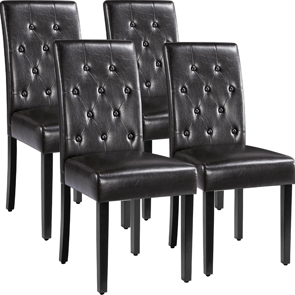 Yaheetech Dining Chairs Set of 4 Button Tufted Kitchen Chairs Brown
