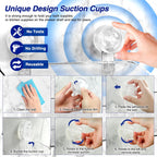 Clear Shower Caddy Suction Cup Shelf Organizer with Hooks Removable Shower Basket Light Luxury Style Punch-Free Dorm Wall Storage Rack for Kitchen Bathroom Set of 3
