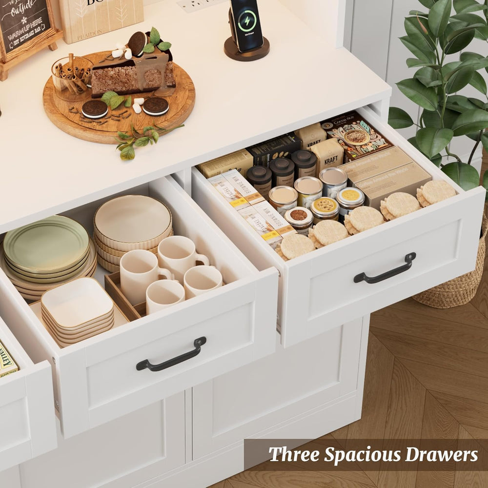 HOSTACK Kitchen Pantry Storage Cabinet, Tall Kitchen Hutch Cabinet, White | 4...