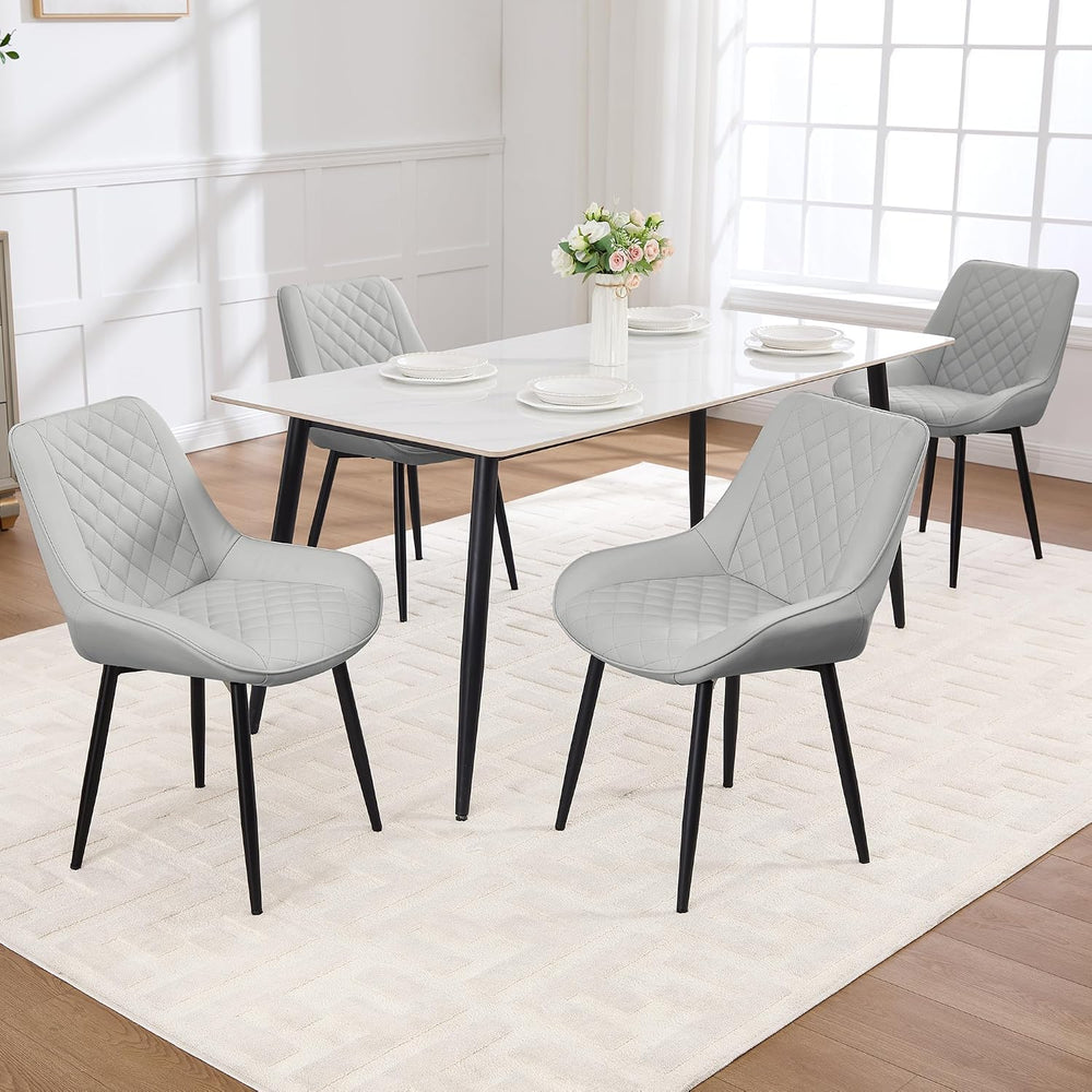 Dining Chair Set of 4, Modern Dining Chairs with Thick Cushions, Faux Leather...