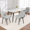 Dining Chair Set of 4, Modern Dining Chairs with Thick Cushions, Faux Leather Upholstered Kitchen Dining Room Chairs with Metal Adjustable Legs for Dining Living Room, Light Grey
