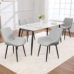 Dining Chair Set of 4, Modern Dining Chairs with Thick Cushions, Faux Leather Upholstered Kitchen Dining Room Chairs with Metal Adjustable Legs for Dining Living Room, Light Grey