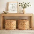 Best Choice Products Large Round Storage Ottoman W/Lid, Handwoven Water Hyacinth Footstool, Accent Stool, Side Table, Storage Container, Plant Stand For Living Room, Office, or Bedroom - Natural
