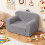 Costzon Kids Couch, Comfy Toddler Sofa Chair with Soft Fleece Fabric Cover, Kids Furniture for Playroom, Children Reading Armchair for Boys & Girls Aged 3+ Birthday (Medial,Grey)