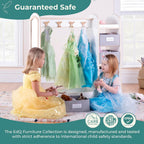 Guidecraft EdQ Dress-up Storage with Bins Natural: Kids Dress Up Rack with Mirror, Shoe Storage Shelf, and Cubbies for Costume and Pretend Play | Toddler Closet, Montessori Wood Bedroom Furniture
