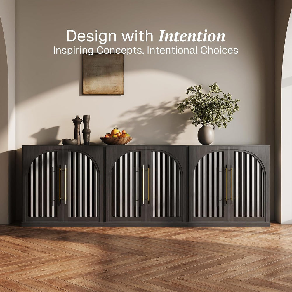 BELLEZE Set of 3 Jagger Sideboard Buffet Cabinet - Ebony