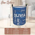 Custom Name Laundry Hamper, Personalized Laundry Basket with Name for Boys Girls Men Women Kids, Customized Name Dirty Clothes Basket Gifts for Clothes Toy Bedroom Bathroom Laundry Room Dorm