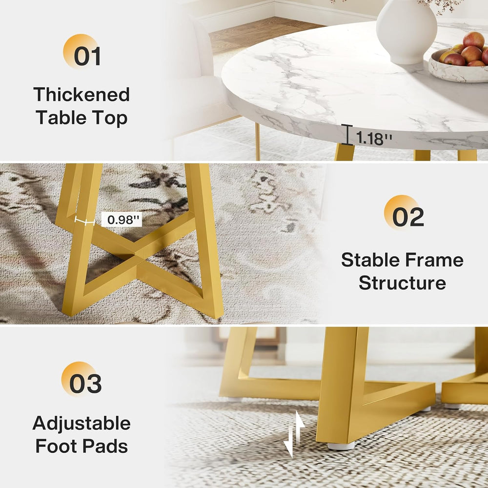 Tribesigns Round Dining Table for 2, 31.5" Modern Kitchen Table with Met...