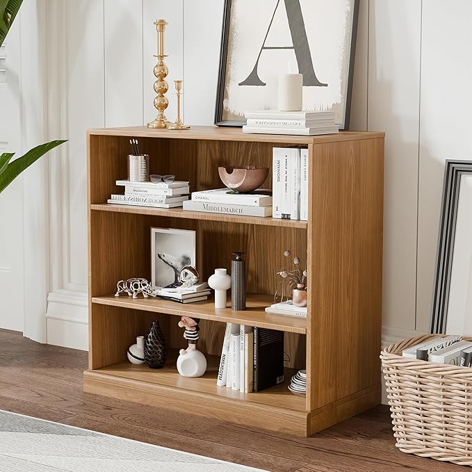 31" Wooden Book Shelf, 2 Shelf Bookcase, Modern Bookshelf with Adjustable Shelf for Home Office, Study Room, Oak