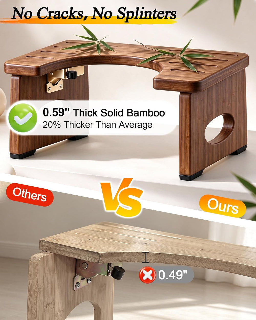 YOSE Squatting Potty for Adults, Foldable Bamboo Toilet Stool Squat Adult (Da...