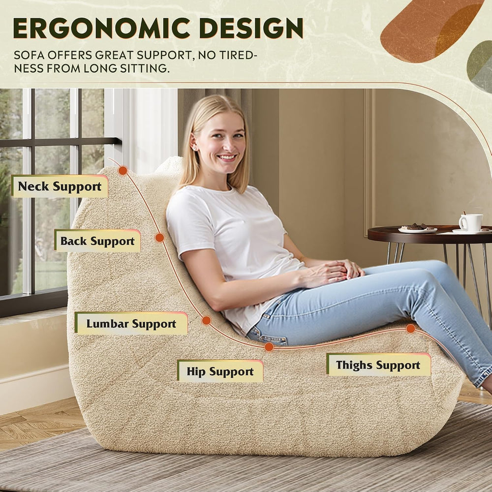 WLIVE Bean Bag Chair for Adults, Teddy Fleece Togo Chair, Giant, Memory Foam,...