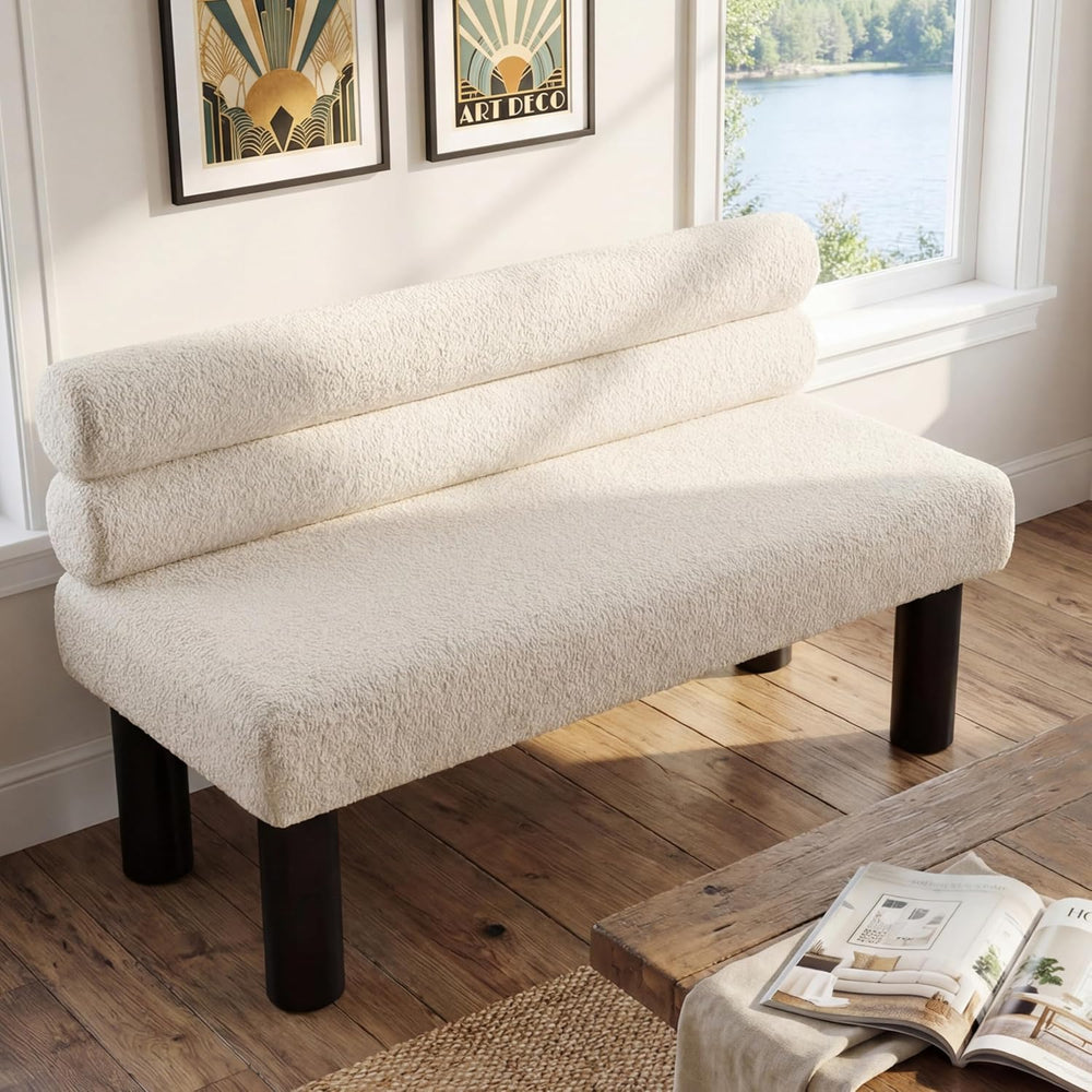 Polibi 51.77-Inch Long Dining Bench with Sponge-Filled Seat & Rubberwood ...