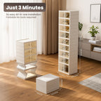 Foldable Shoe Organizer Storage Box, Portable Extra Large Folding Shoe Rack for Closet, Shoe Storage Box with Magnetic Transparent Door and Wheels, 9 Layers 18 Grids with 2 Big Grids