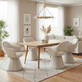 360° Swivel Dining Chair with Arms Set of 4, Chenille Upholstered Barrel Accent Kitchen Chairs with Hollow High Back Deskchair for Dining Room Bedroom Vanity, Beige