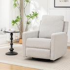 MINCETA Glider Recliner Chairs, Nursery Rocking Chairs, Gray | 360° Swivel Rocking Chairs with Metal Base, High Back Rocking Chair for Living Room, Chenille Fabric