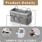2pcs 3-pockets Large Wall Hanging Organizer Bag, Linen Fabric Door Hanging Storage Baskets with Pockets, Waterproof Bin for Kitchen, Bedroom, Office, RV Camper (Stripe_2pcs)