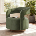 KISLOT, Swivel Accent Chair, Modern Arm Chair with Wooden Base, Green | Upholstered Barrel Chair with Open Back Design, Living Room Bedroom Reading Waitingroom