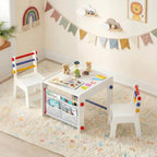 DOREROOM Wooden Kids Table & Chair, Graffiti Desktop & Storage, Multicolor | 4-in-1 Activity Table Set for Drawing, Crafts & Arts, Reading, Learning, Toddler Desk for Playroom, Daycare, Home, Ages 3+