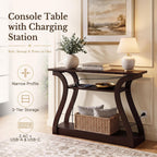 ZenStyle Wood Console Table with with Charging Station, 3 Tier Modern Accent Sofa Table for Entryway, Living Room, Hallway, 53 in Wide, Easy Assembly