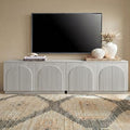 Yechen Fluted TV Stand with Arched Reeded Design Doors, Modern Entertainment Center with Storage for Up to 98", TV Media Console, TV Cabinet for Living Room, Bedroom/White Oak(2 PCS)