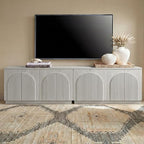 Yechen Fluted TV Stand with Arched Reeded Design Doors, Modern Entertainment Center with Storage for Up to 98", TV Media Console, TV Cabinet for Living Room, Bedroom/White Oak(2 PCS)