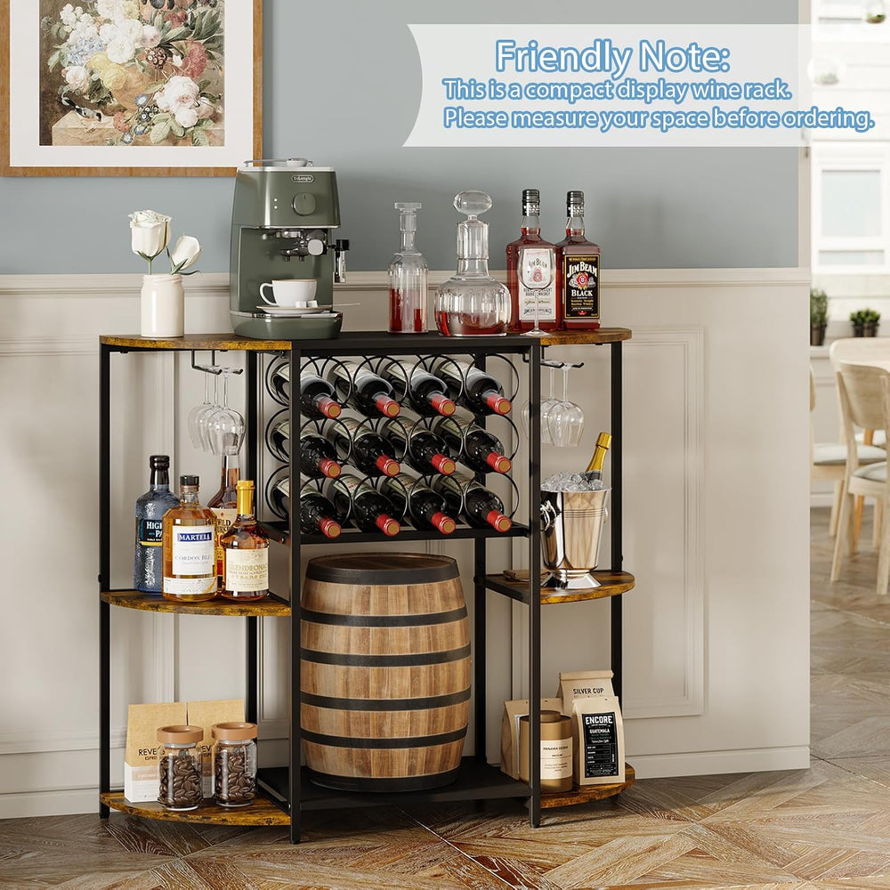JKsmart Wine Bar Cart with LED Lights, Mini Wine Rack with Storage and Glass ...