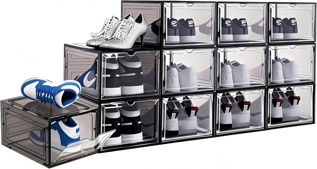 8 Pack Shoe Box Size 13 Sneaker Display Case Sturdy Shoe Organizer for Closet Space-Saving Shoe Rack