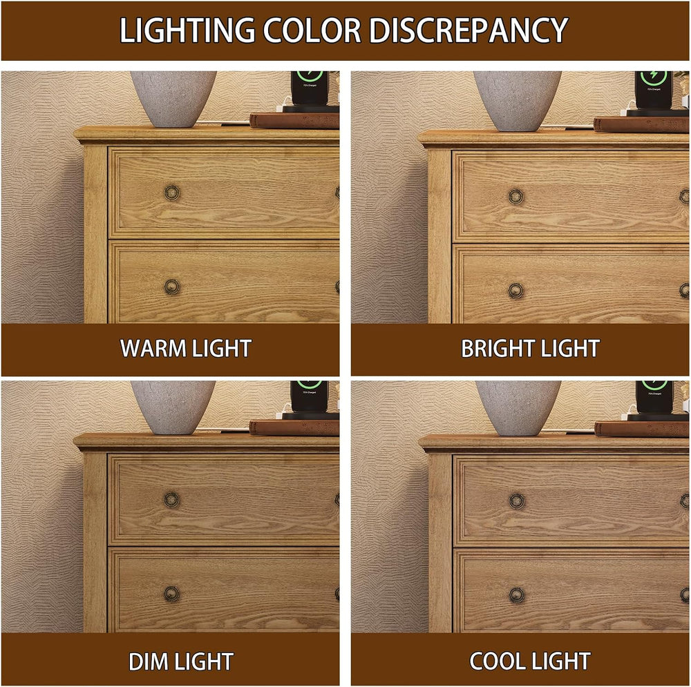 IKENO Solid Wood Nightstand with Charging Station, Wooden End Table with 2 So...