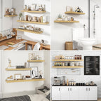 RICHFOCUS 55Inch Floating Shelves for Wall 1 Pack Shelves for Bedroom|Kitchen|Bathroom Wall Mounted Rustic Wood Floating Shelf with Invisible Brackets for Books|Storage|Decor, Oak