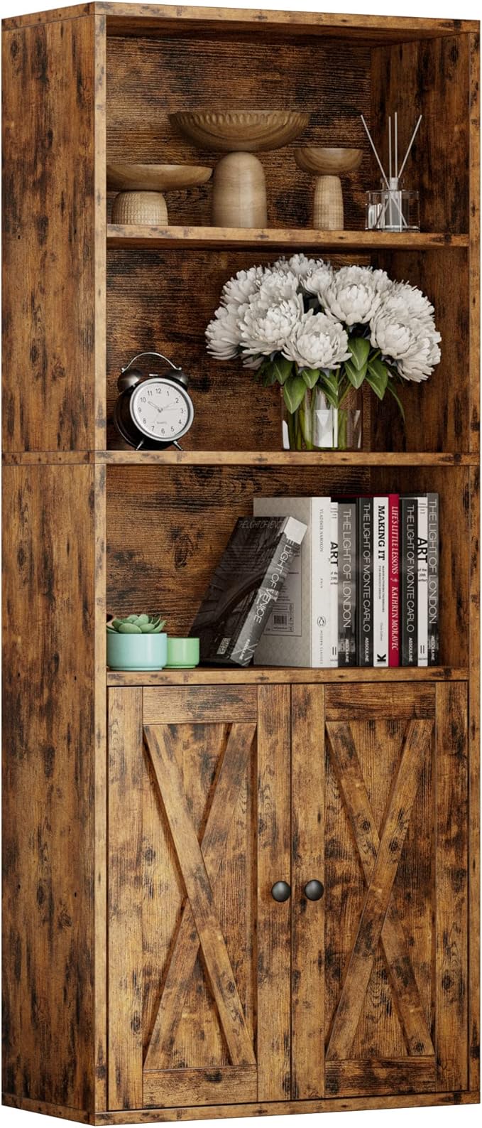 IRONCK Industrial Bookshelves and Bookcases with Doors 11.8 in Depth Floor St...