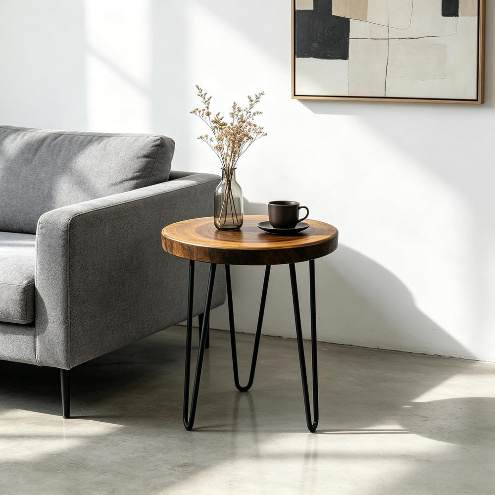 Live Edge End Table, About 15-18" W x 17" H Natural Edge Camphor Wo...